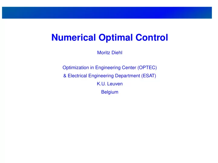 numerical optimal control