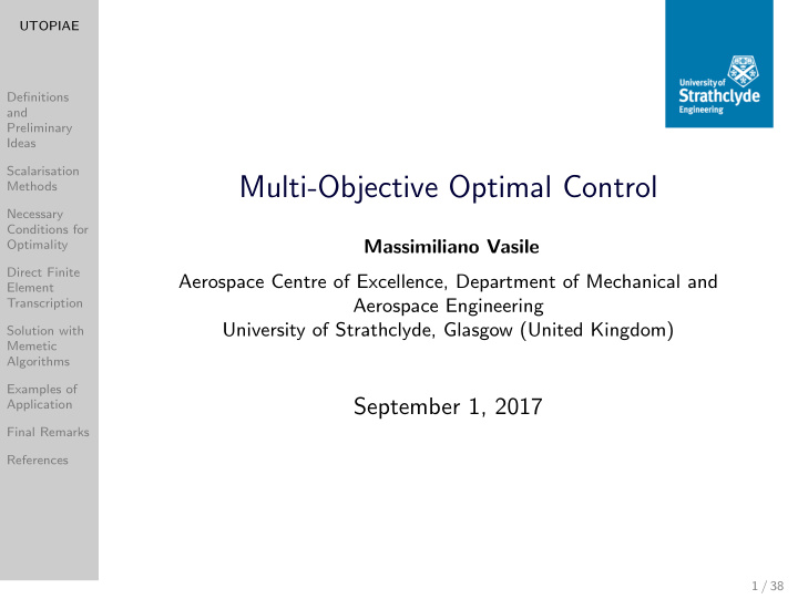 multi objective optimal control