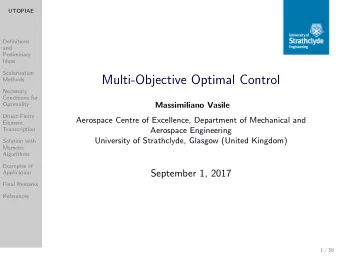 Multi-Objective Optimal Control  Methods  Necessary  Conditions for  Optimality  Massimiliano