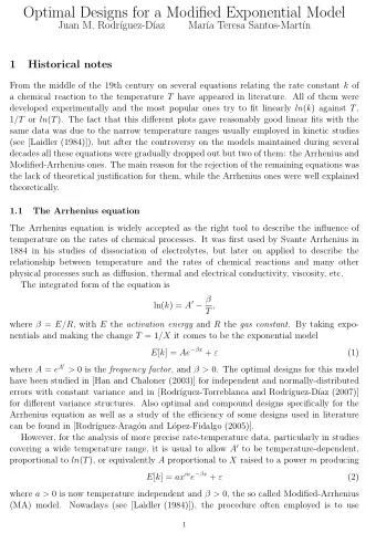 Optimal Designs for a Modified Exponential Model  Juan M. Rodr  guez-D  az  Mar  a