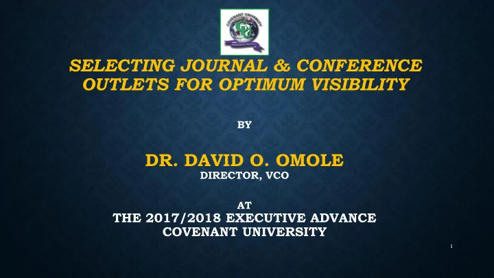selecting journal conference outlets for optimum