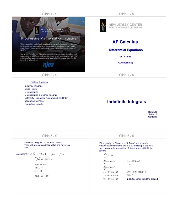 indefinite integrals