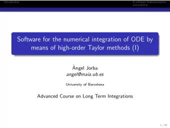 Software for the numerical integration of ODE by  means of high-order Taylor methods (I)  `  Angel