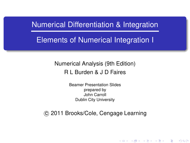 numerical differentiation integration elements of