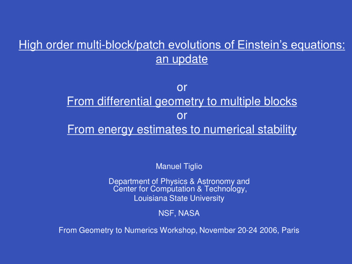 high order multi block patch evolutions of einstein s