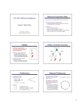 Maximum Expected Utility  CS 188: Artificial Intelligence  Why should we average utilities?