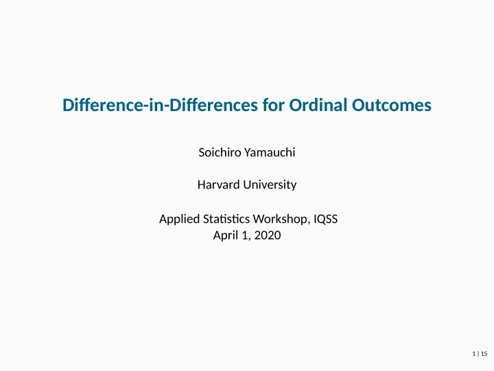 di erence in di erences for ordinal outcomes