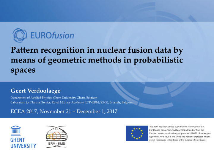 pattern recognition in nuclear fusion data by means of