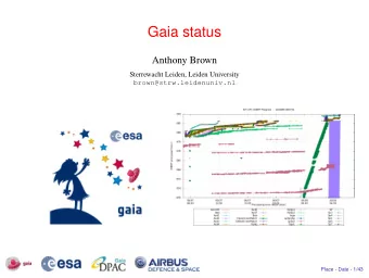 Gaia status  Anthony Brown  Sterrewacht Leiden, Leiden University  brown@strw.leidenuniv.nl  Place