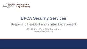 BPCA Security Services  Deepening Resident and Visitor Engagement  CB1 Battery Park City Committee