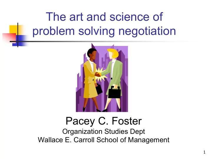 the art and science of problem solving negotiation