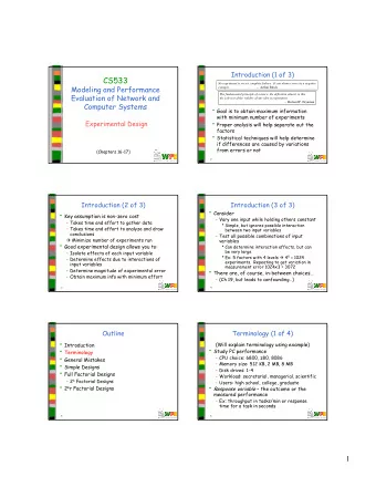 CS533  No experiment is ever a complete failure.  It can always serve as a negative  Modeling and