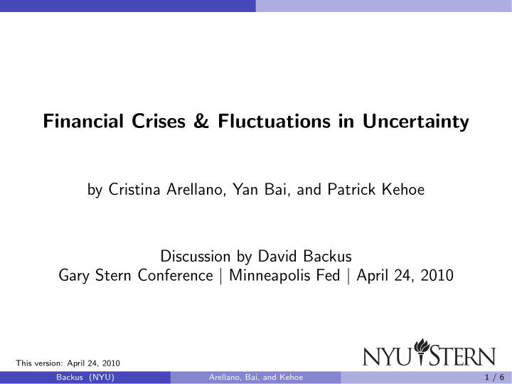 financial crises fluctuations in uncertainty