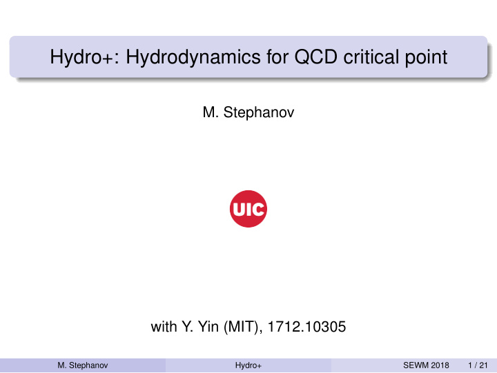 hydro hydrodynamics for qcd critical point
