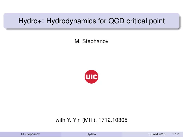 hydro hydrodynamics for qcd critical point