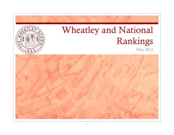 Wheatley and National  Rankings  May 2013  1  Recent National Rankings  Several national High