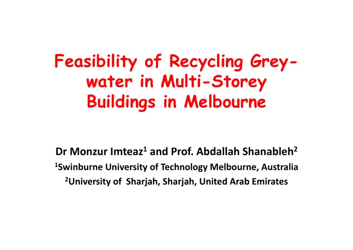feasibility of recycling grey water in multi storey