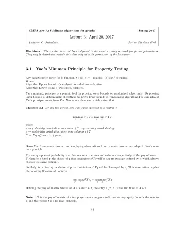 Lecture 3: April 20, 2017  Lecturer: C. Seshadhari  Scribe: Shubham Goel Disclaimer : These notes