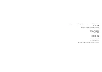 Morely Memorial School, 91 Blinco Grove, Cambridge, CB1 7TX.  APRIL 2012  Prepared by bdAr