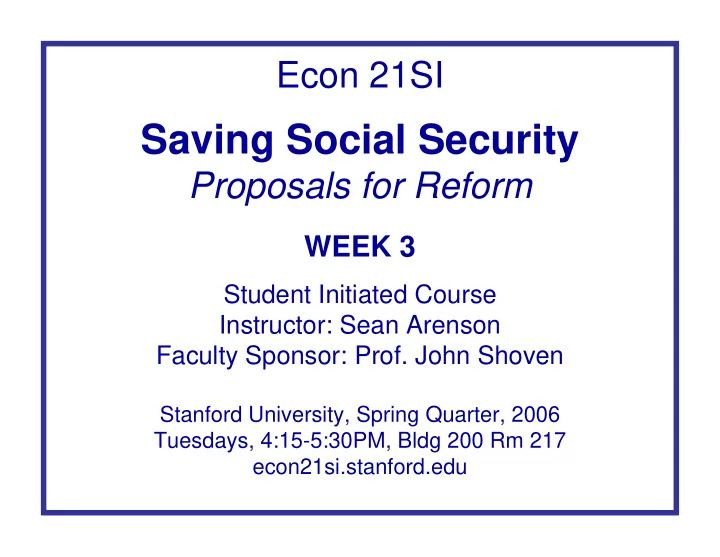 saving social security