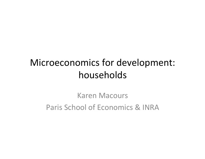 microeconomics for development households