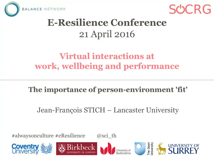 e resilience conference 21 april 2016