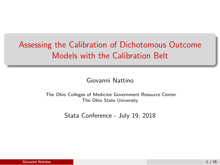 assessing the calibration of dichotomous outcome models