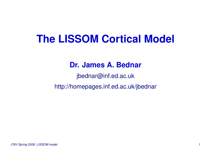 the lissom cortical model