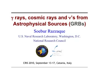 rays, cosmic rays and   s  s from  from  rays, cosmic rays and      Astrophysical