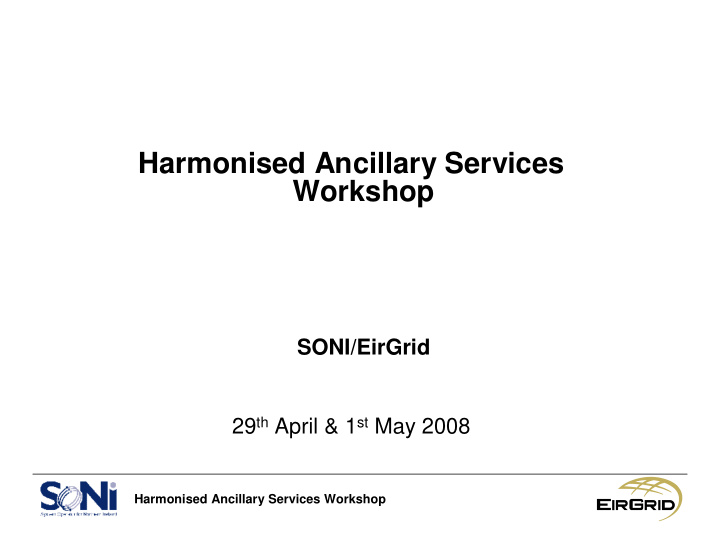 harmonised ancillary services workshop