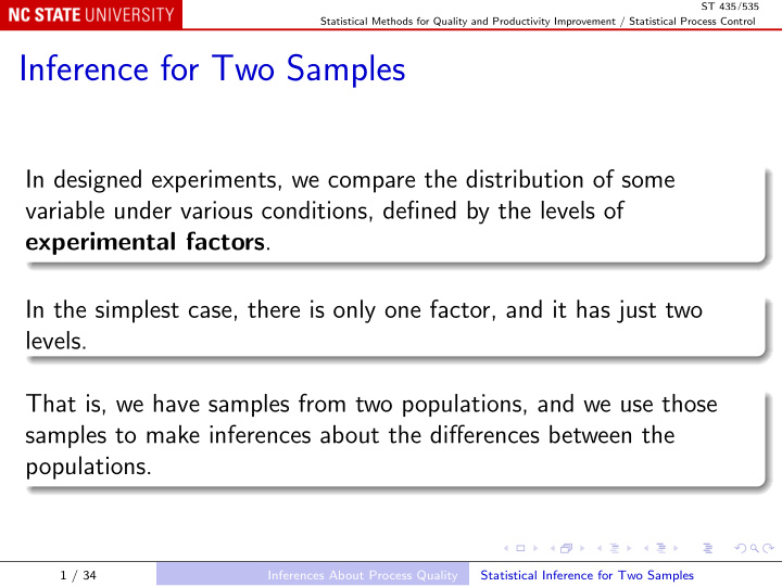 inference for two samples