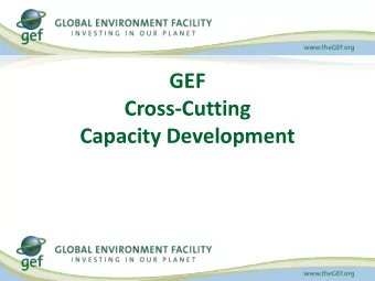 GEF  Cross-Cutting  Capacity Development  Capacity Development  GEF definition (C.22/08): The