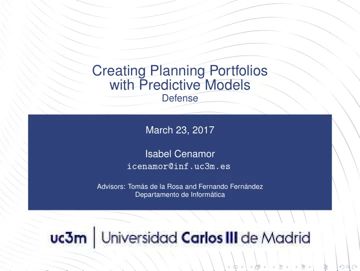 creating planning portfolios with predictive models