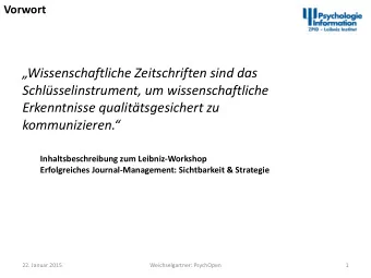 Wissenschaftliche Zeitschriften sind das  Schlsselinstrument, um wissenschaftliche