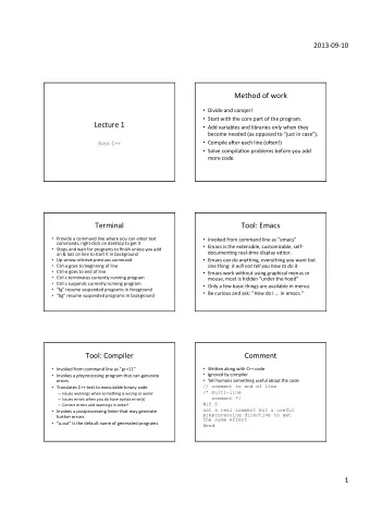 Method  of  work    Divide  and  conqer!    Start  with  the  core