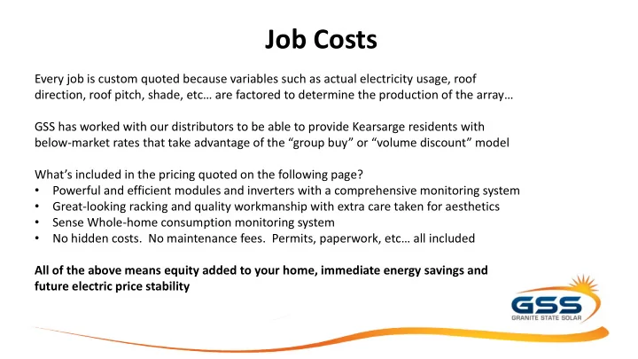 job costs