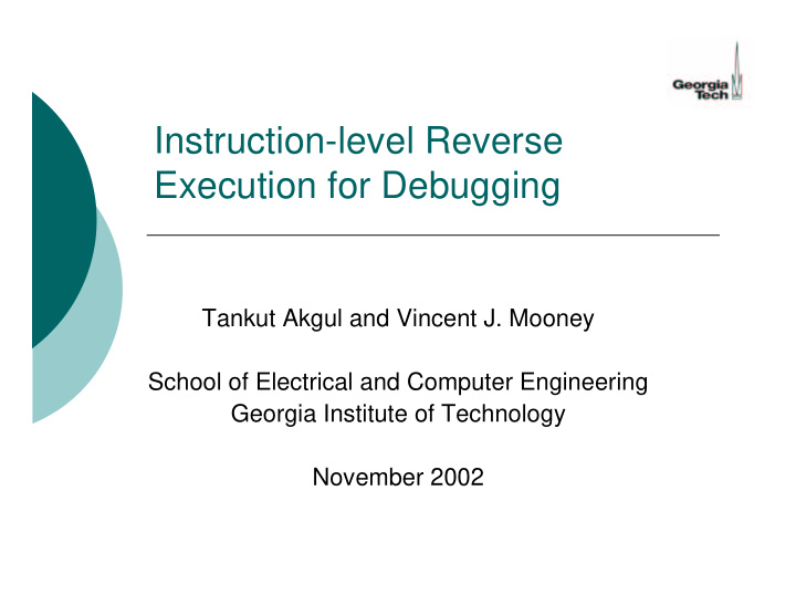 instruction level reverse execution for debugging