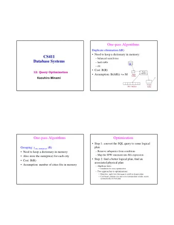 CS411   balanced search tree  Database Systems   hash table  R   etc   Cost: B(R)  12: