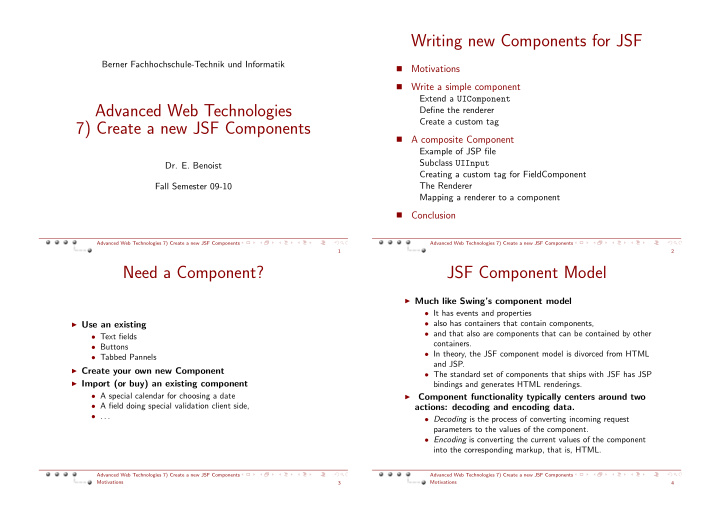 writing new components for jsf