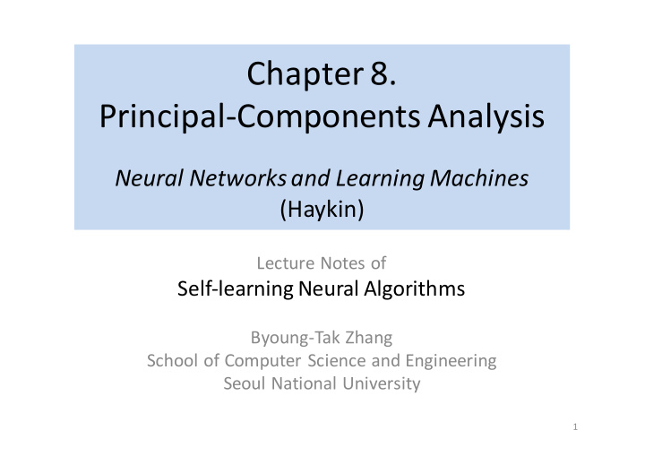 chapter 8 principal components analysis