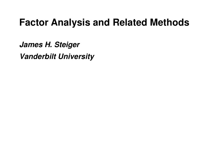 factor analysis and related methods