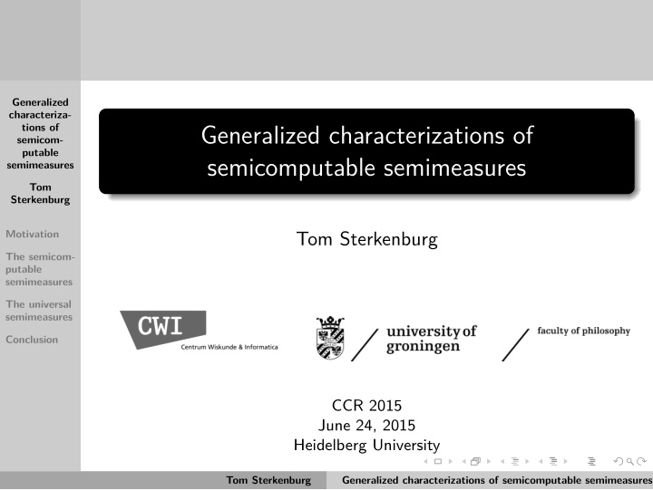 generalized characterizations of