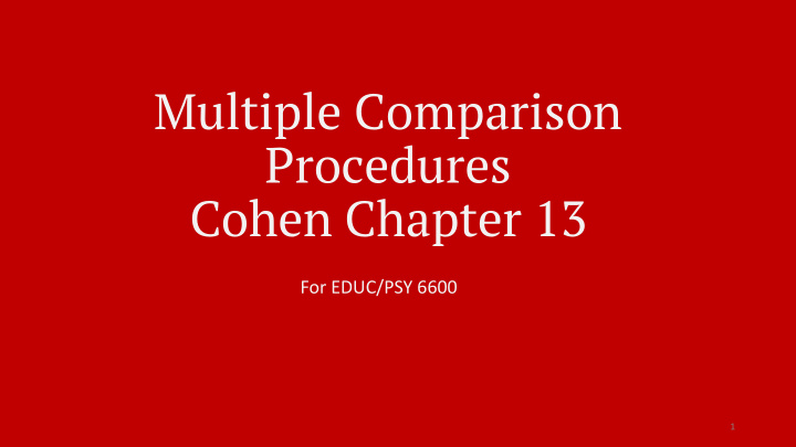 multiple comparison procedures cohen chapter 13