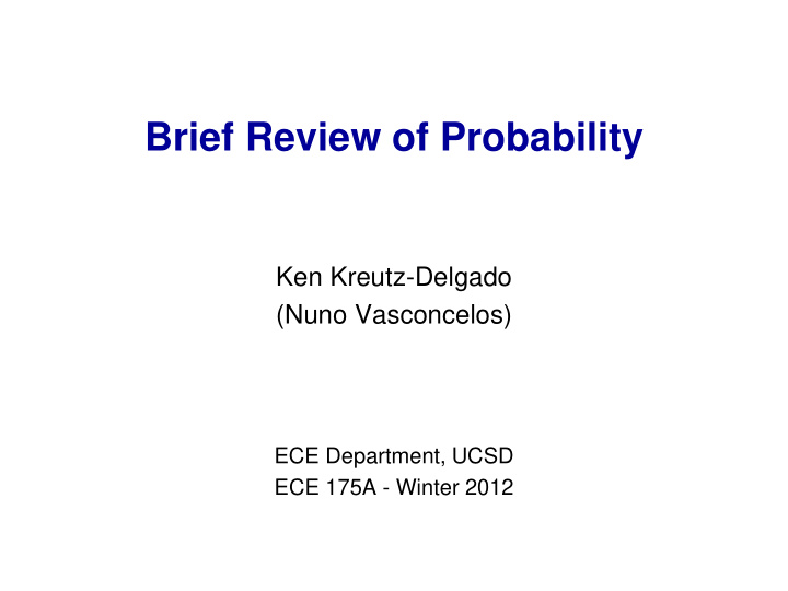 brief review of probability