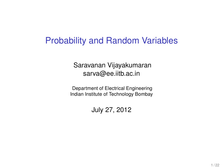 probability and random variables