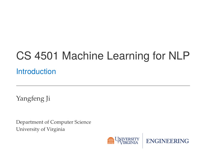 cs 4501 machine learning for nlp