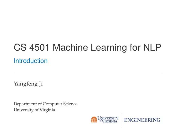 cs 4501 machine learning for nlp