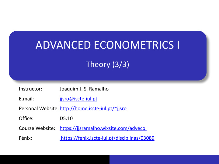 advanced econometrics i