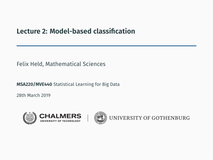 lecture 2 model based classification