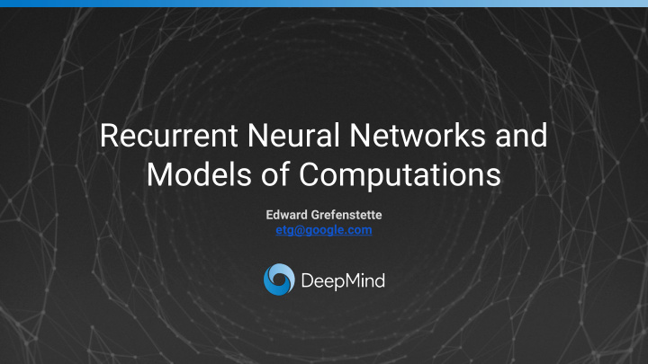 recurrent neural networks and models of computations